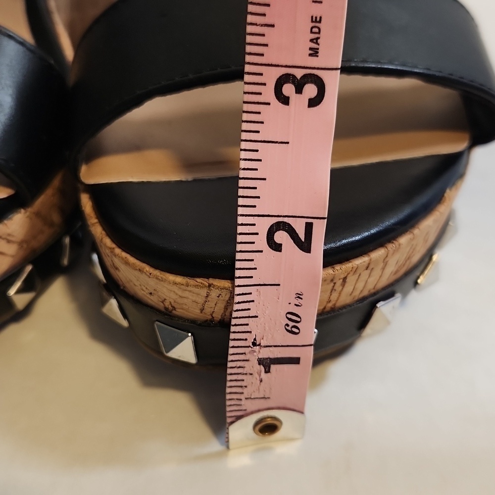 Torrid Cork Silver Studded Adjustable Strap Open Toe Platform Wedge Size 9WW - Picture 11 of 11